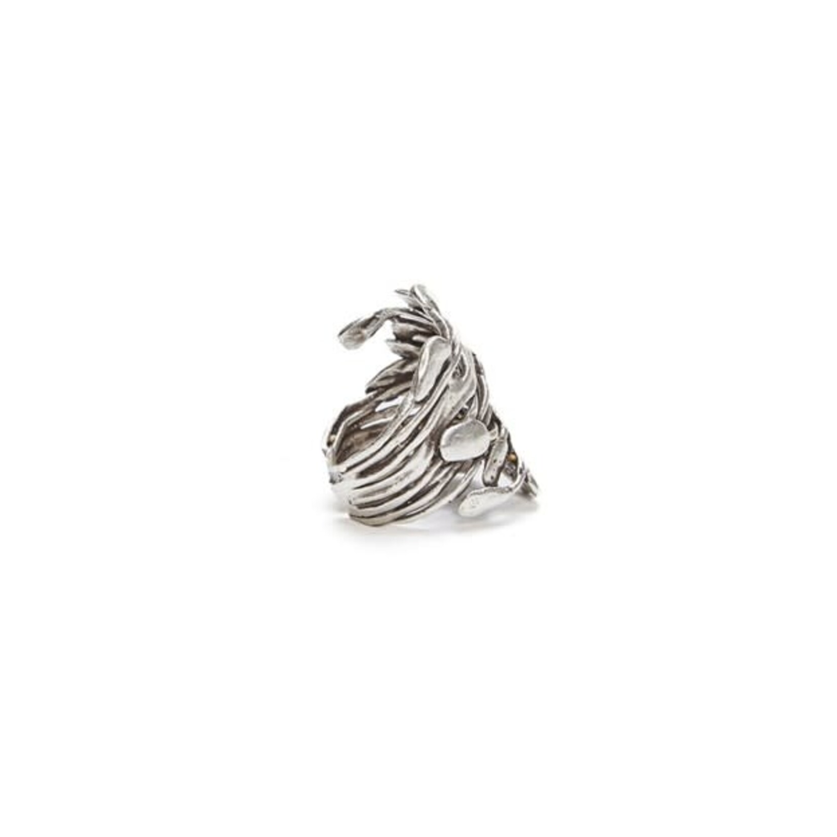Chanour Handmade Brass Ring in Silver Plate OS