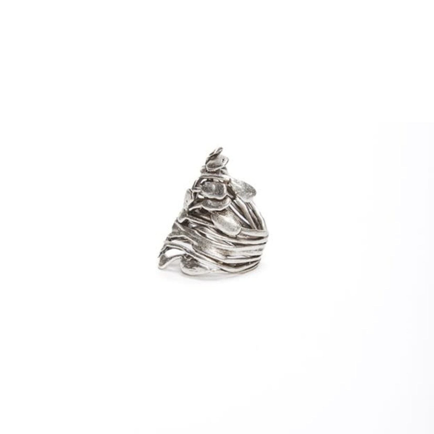 Chanour Handmade Brass Ring in Silver Plate OS