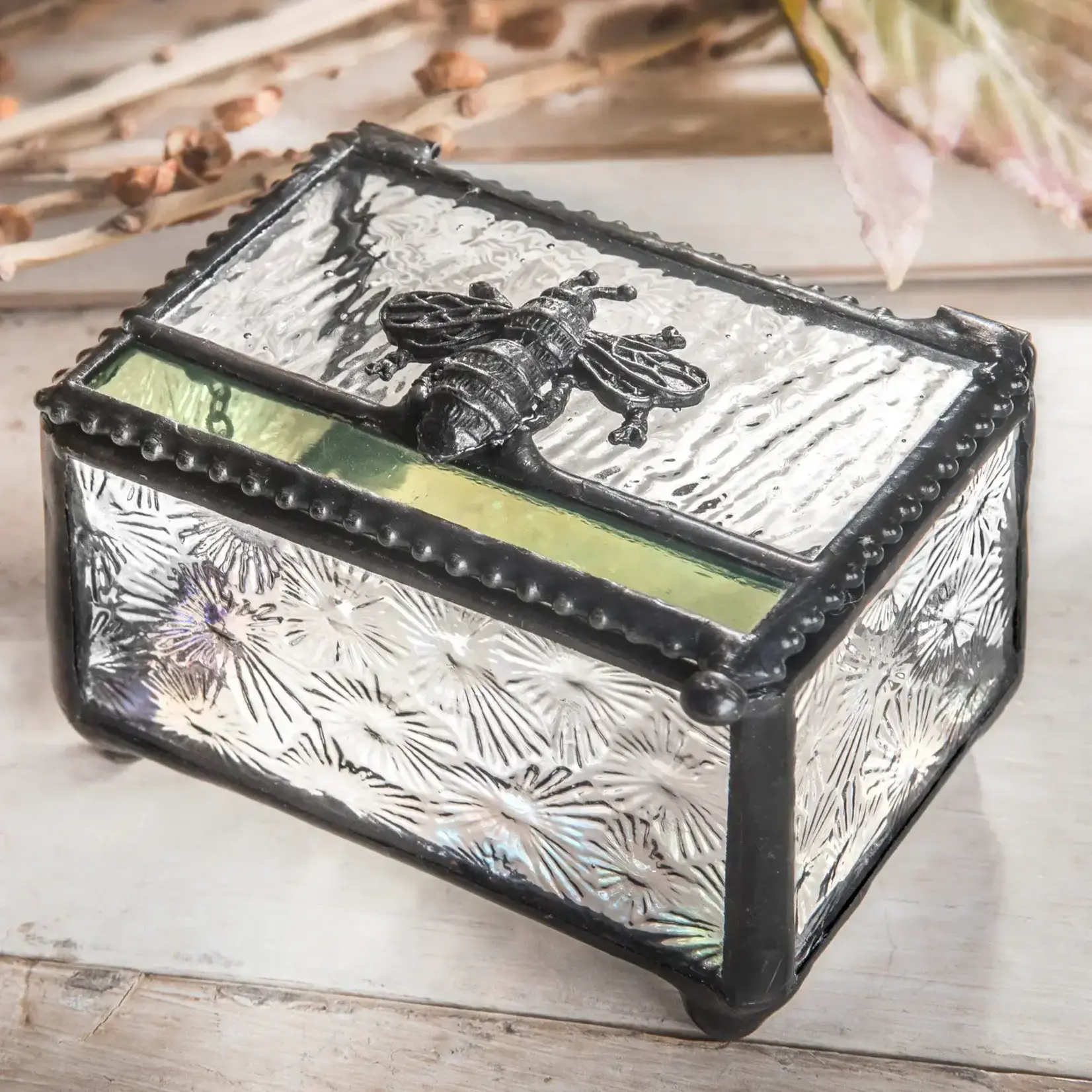 J Devlin Glass Bee Trinket Decorative Keepsake Box