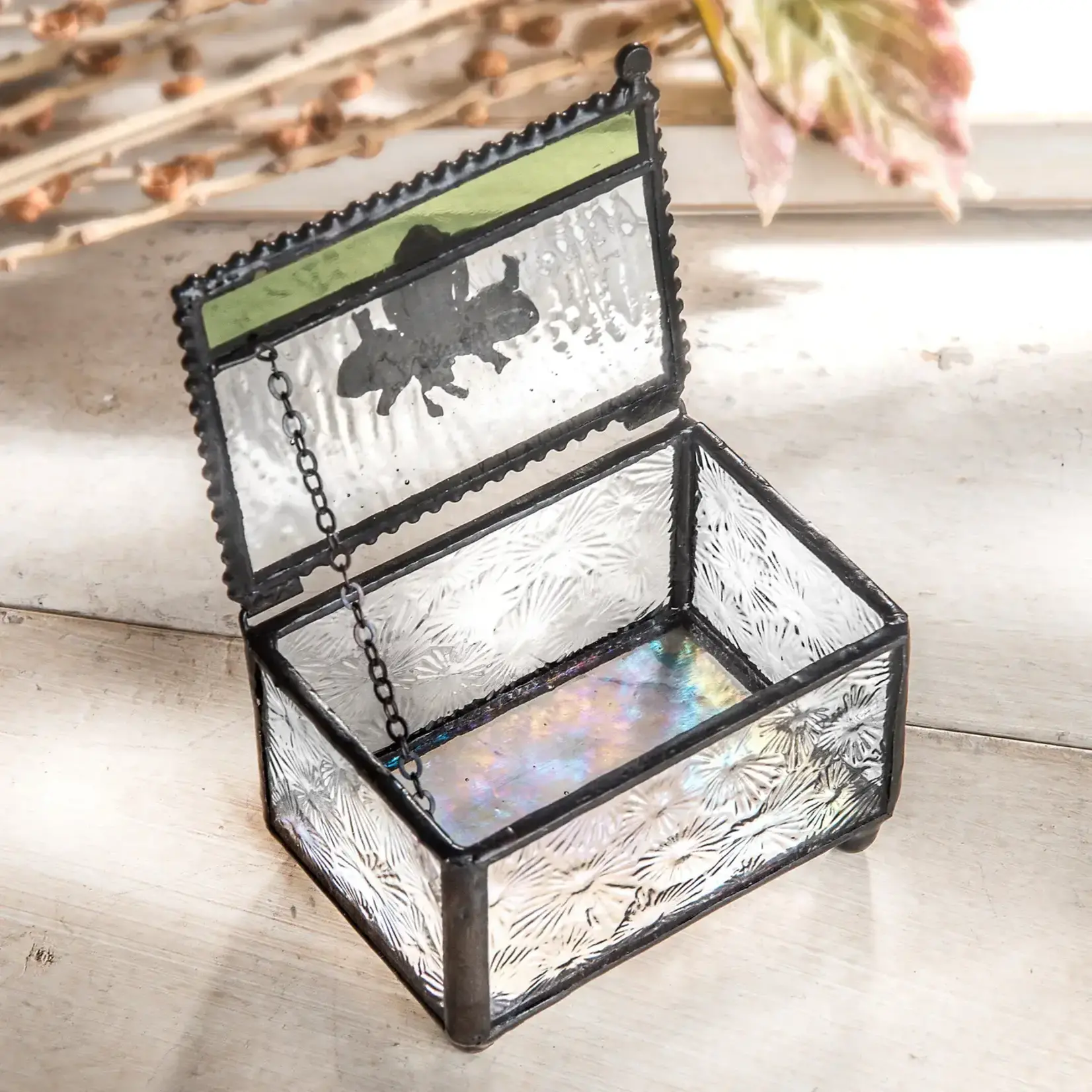 J Devlin Glass Bee Trinket Decorative Keepsake Box