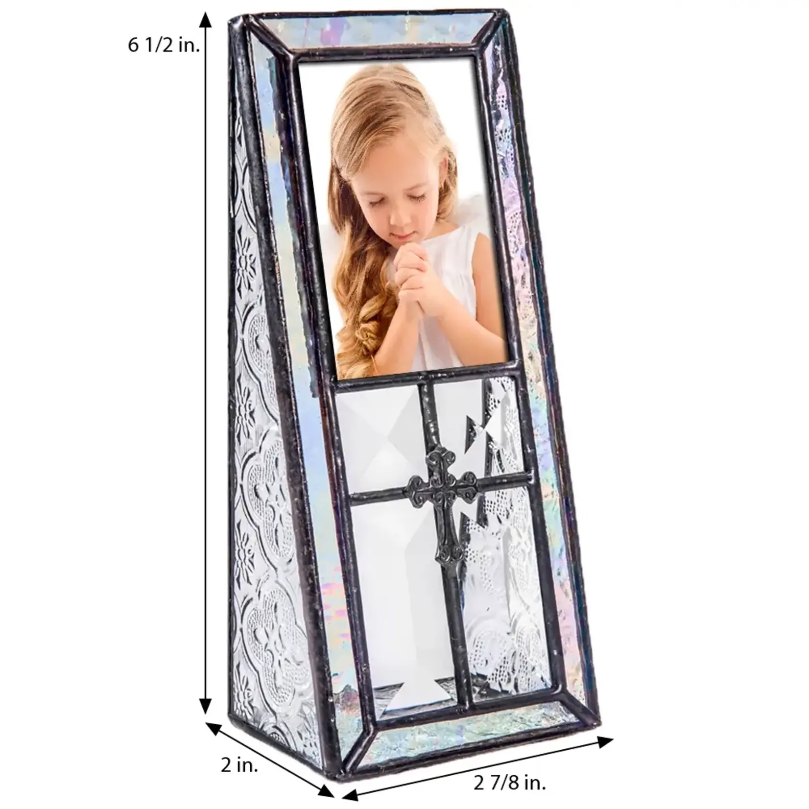 J Devlin Glass 2x3 Glass Photo Frames - Iridescent Cross Accent