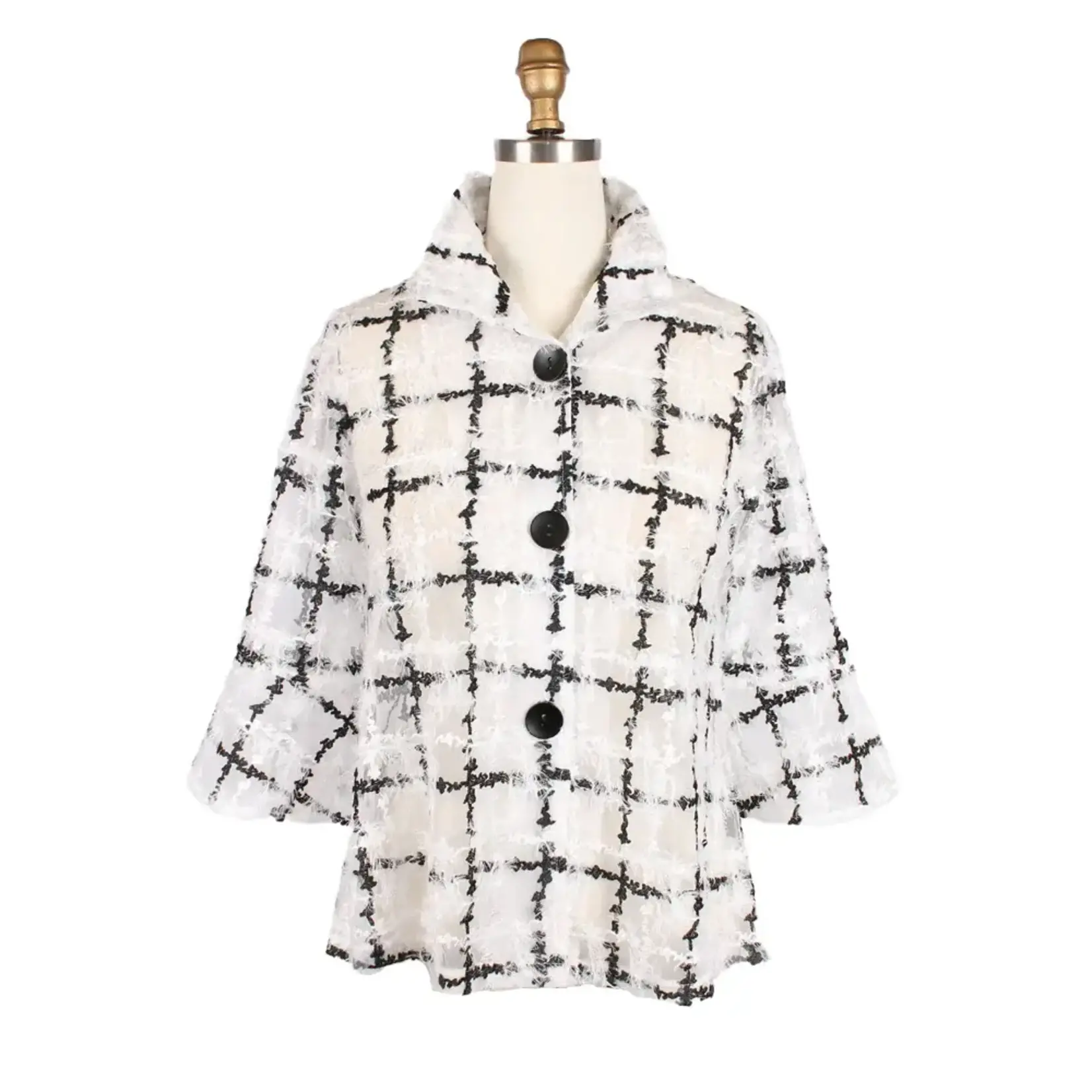 Damee Sparkling Grid Peplum Jacket in White/Black