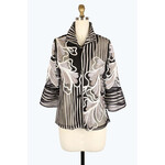 Damee Flowers & Stripes Jacket in Silver & Sandstone