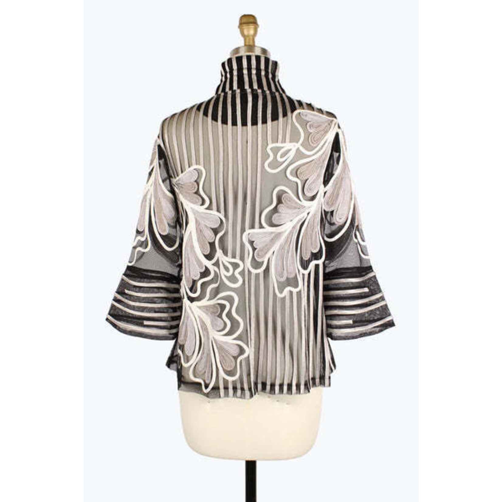 Damee Flowers & Stripes Jacket in Silver & Sandstone