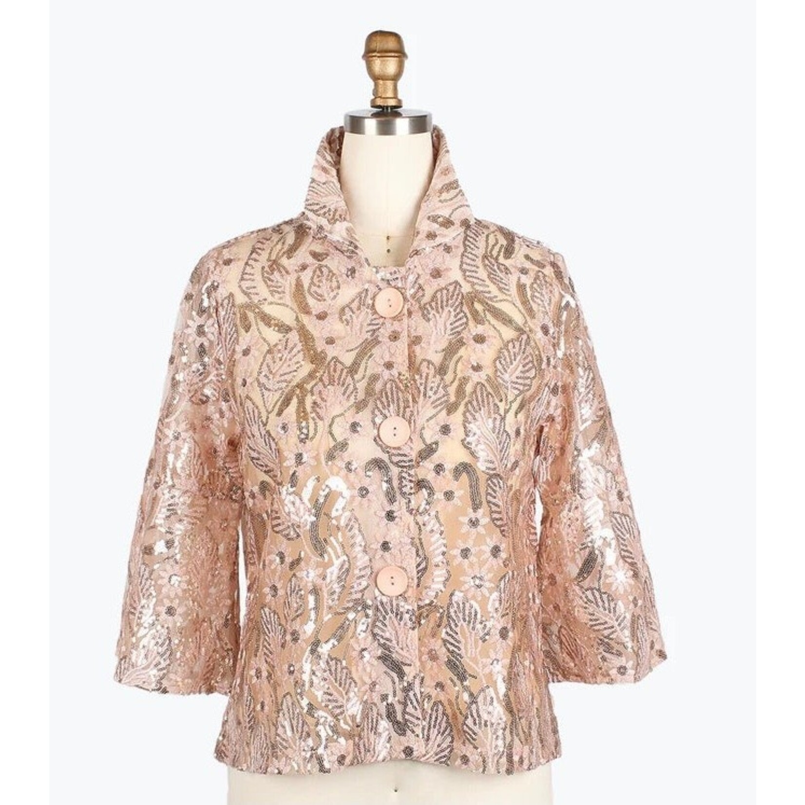 Damee Sequined Embroidery Cropped Jacket in Rose Gold