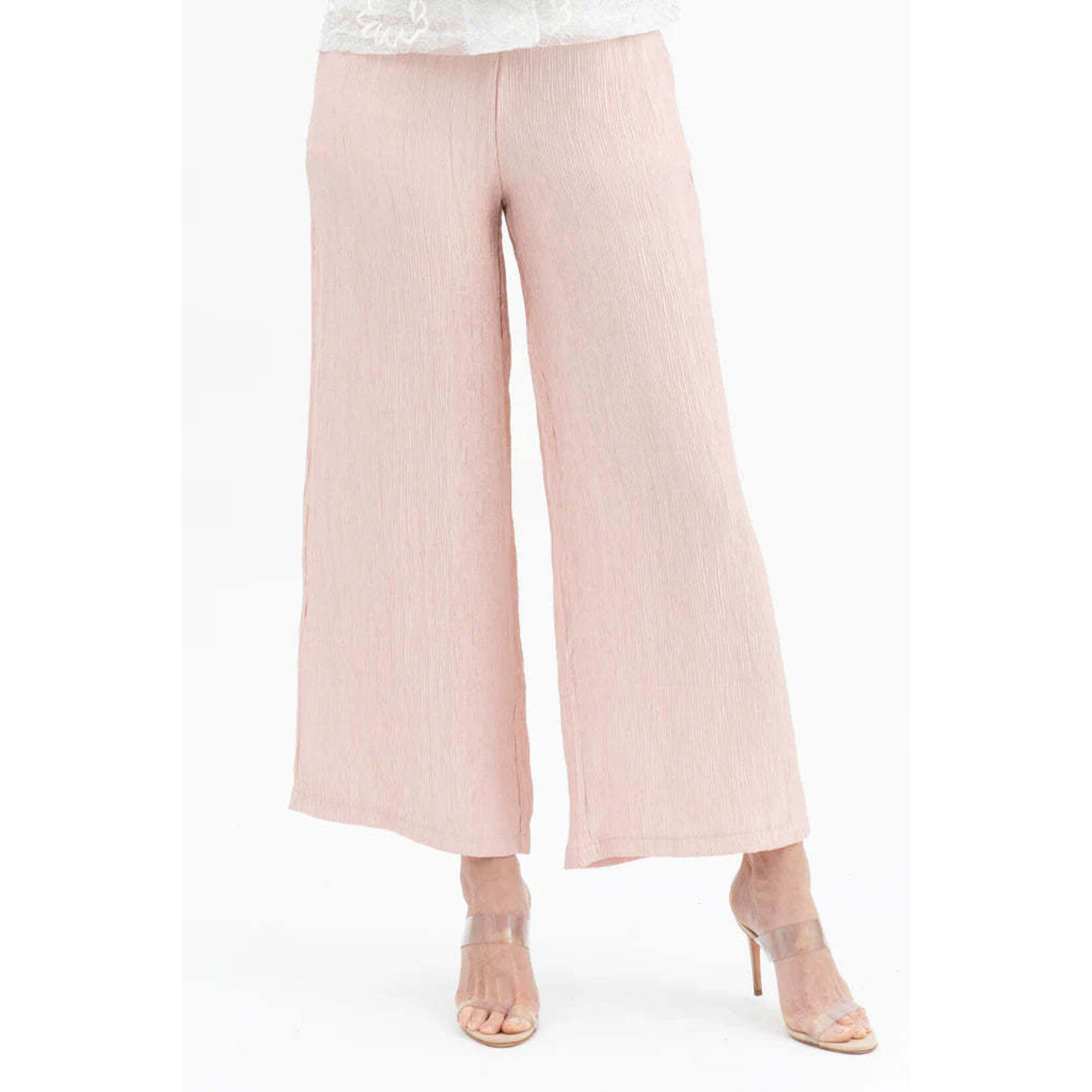 Damee Wide Leg Crinkle Pants in Pink