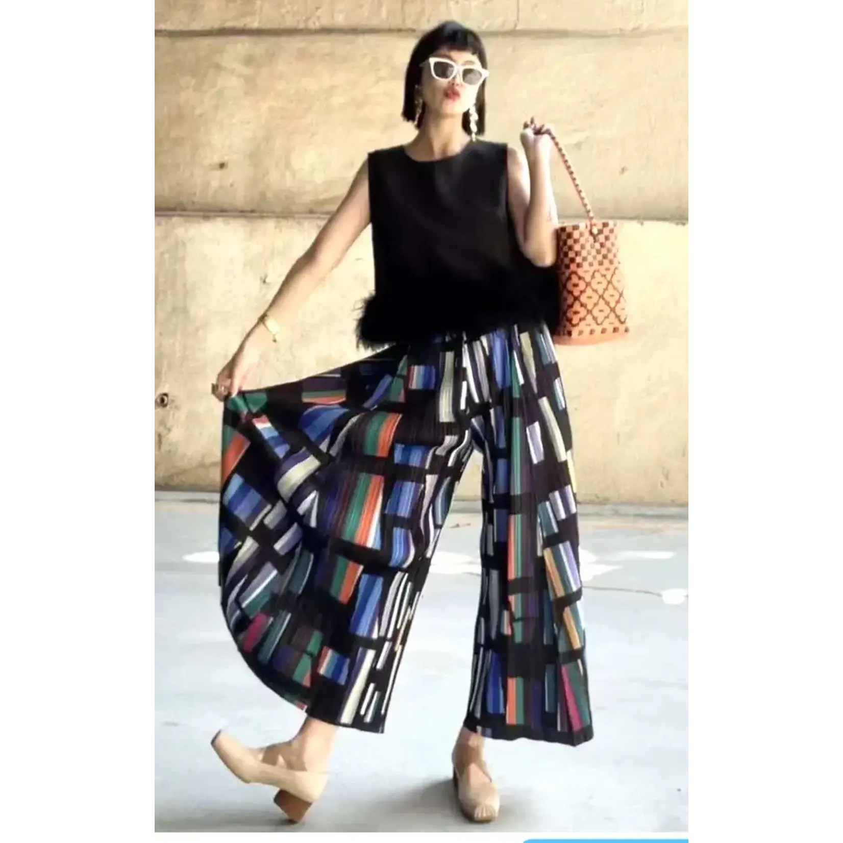 Check Palazzo Pant in Multi OS