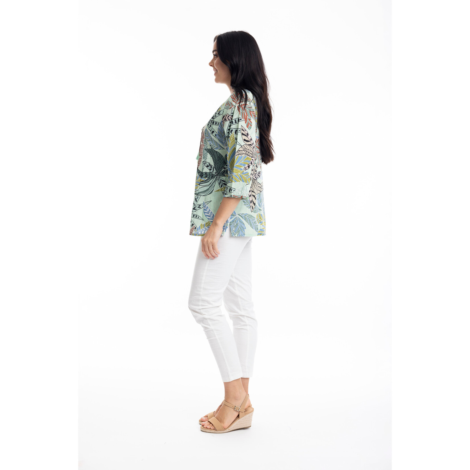 Orientique Fitzroy Button Up 3/4 Slv Blouse