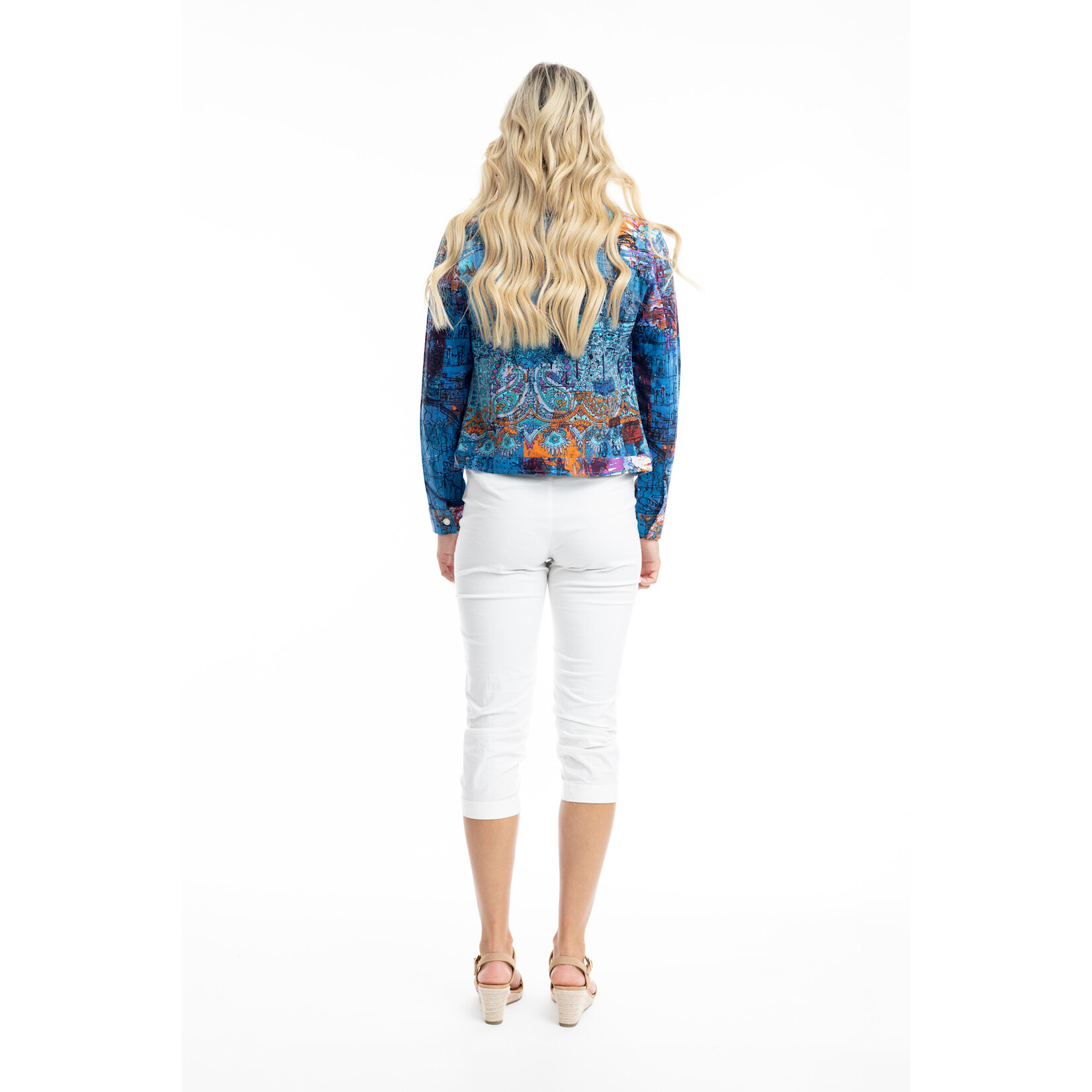 Orientique Ponte Jalsamer Crop Jacket in Blue