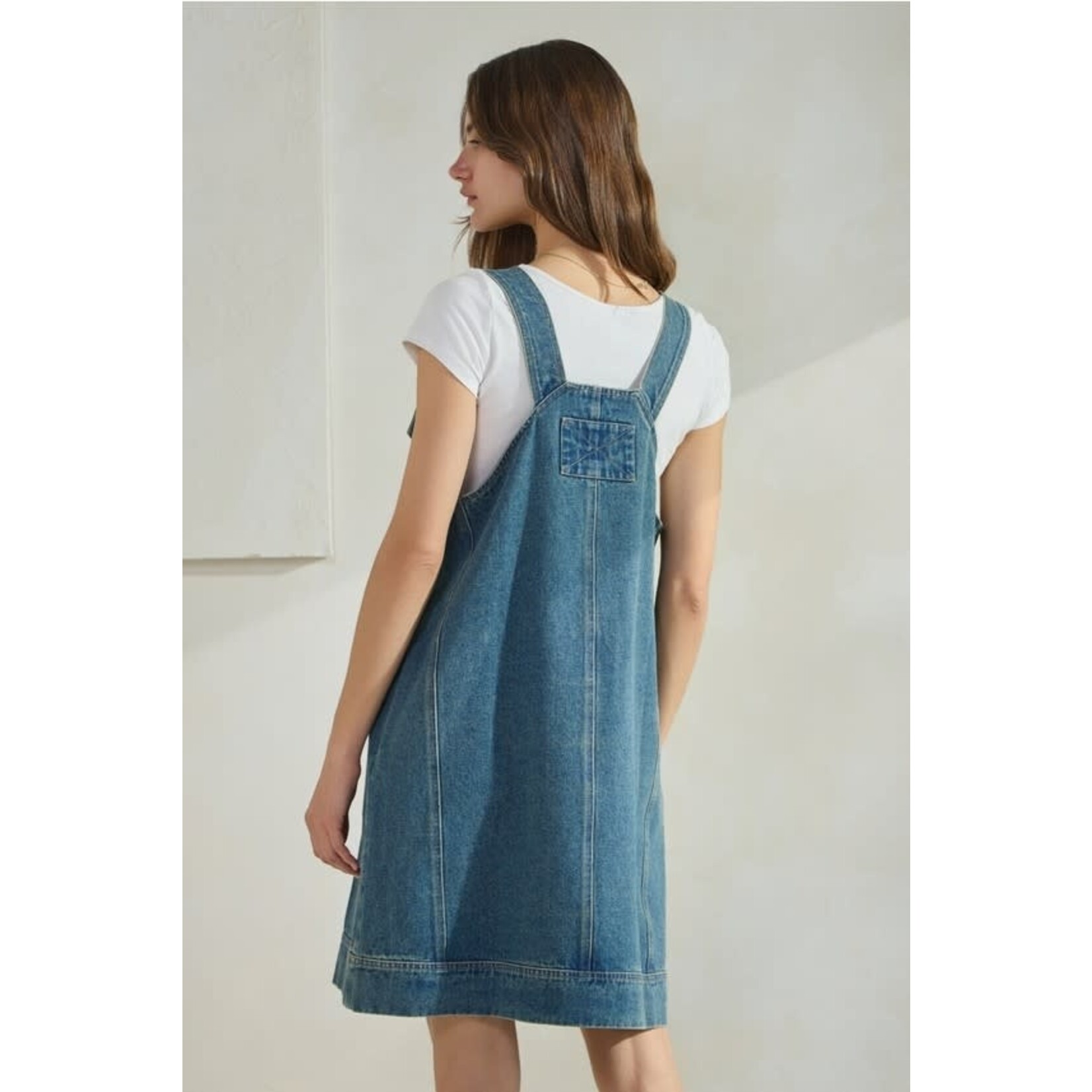 Oddi Washed Denim Overall Mini Dress