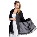 Dinner Lace Chiffon Shawl Black