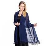 Dinner Lace Chiffon Shawl Navy