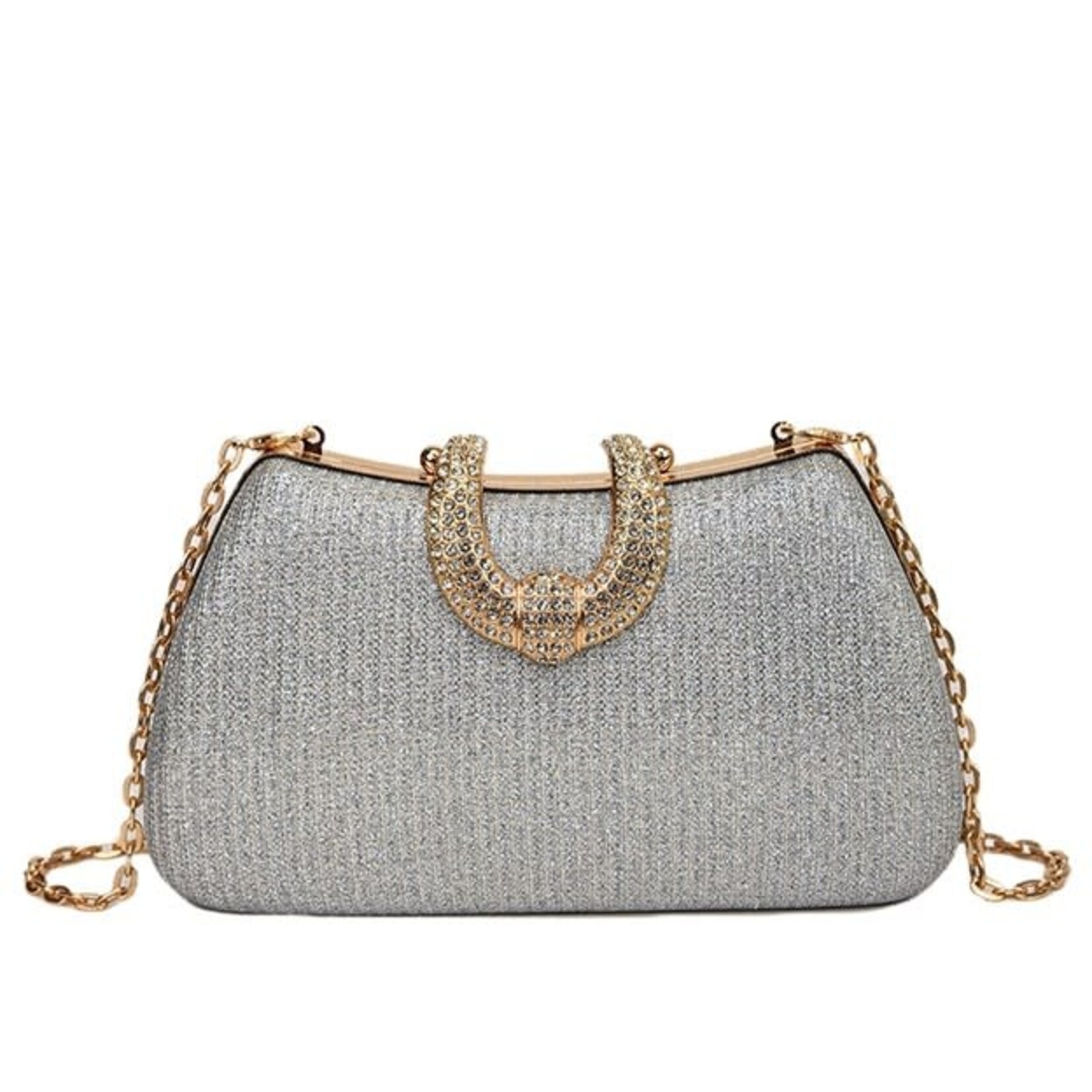 Fine Glitter Clutch in Silver