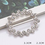 Oval Faux Diamond/Silver Border Scarf Ring