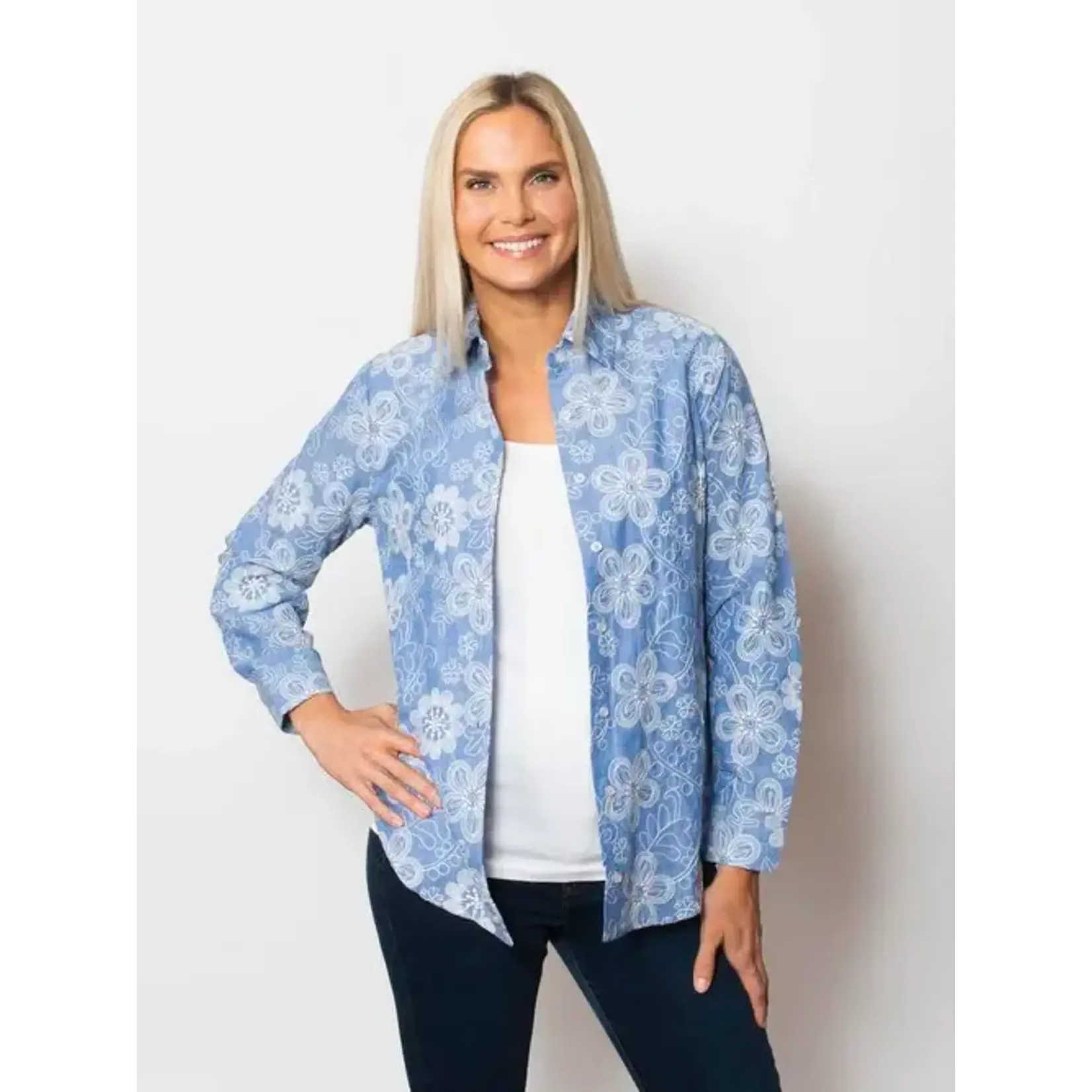 Embroidered Classic Shirt in Wedgewood