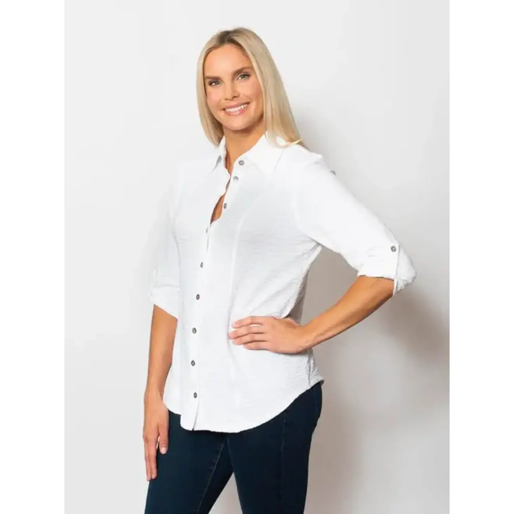 Seersucker Matching Button Shirt in White