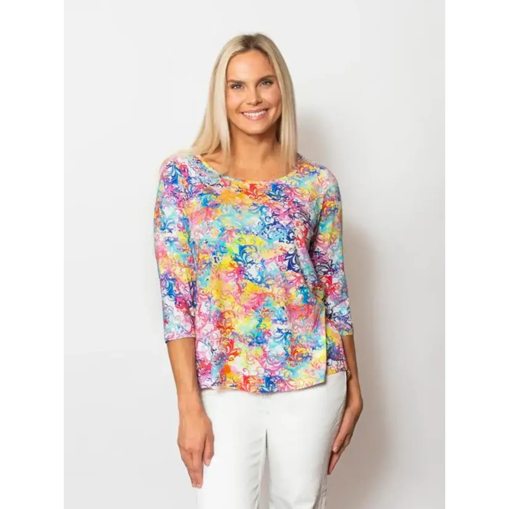Viscose Ballet Neck 3/4 Slv Blouse in Antiquity