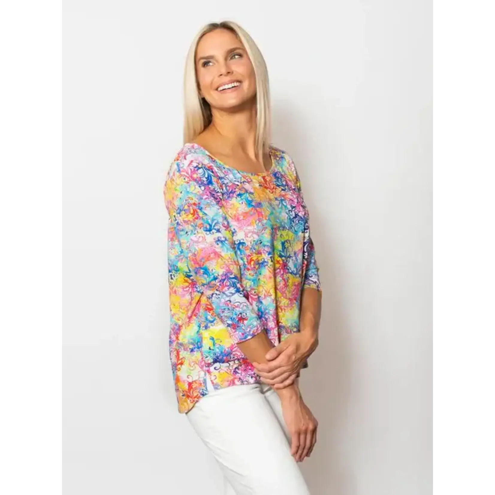 Viscose Ballet Neck 3/4 Slv Blouse in Antiquity