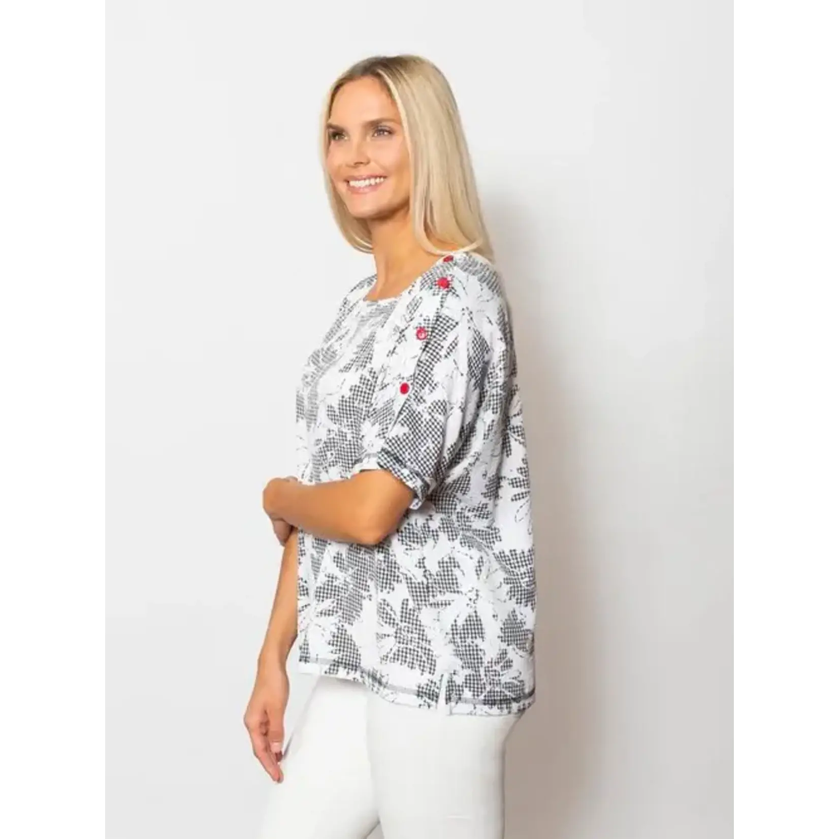 Ballet Neck Top in Gingham/Red