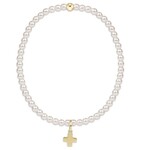 enewton Design CLASSIC PEARL 3MM BEAD BRACELET - SIGNATURE CROSS GOLD CHARM
