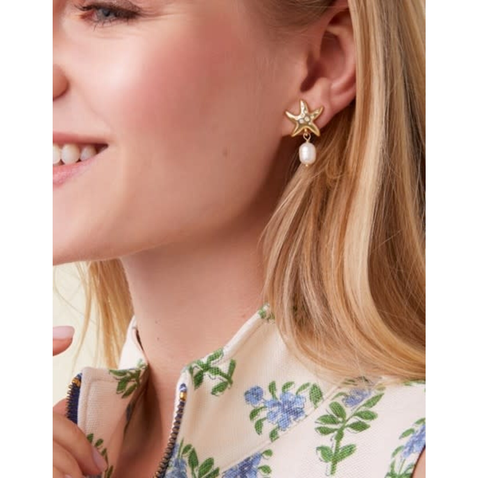 Spartina Starfish Pearl Earrings White Opal