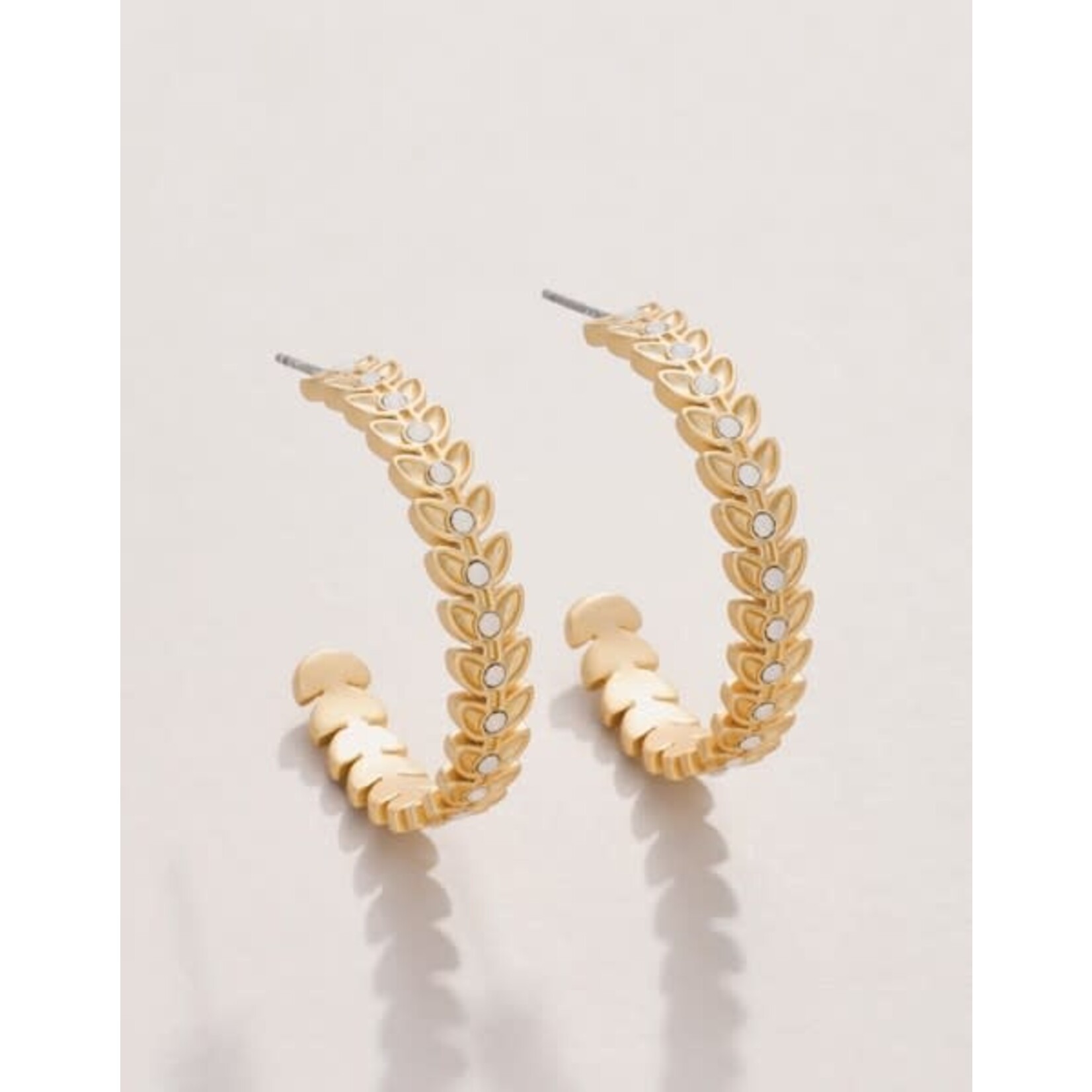 Spartina Parkwood Hoop Earrings 30mm White Opal