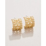 Spartina Parkwood Midi Hoop Earrings 16mm White Opal