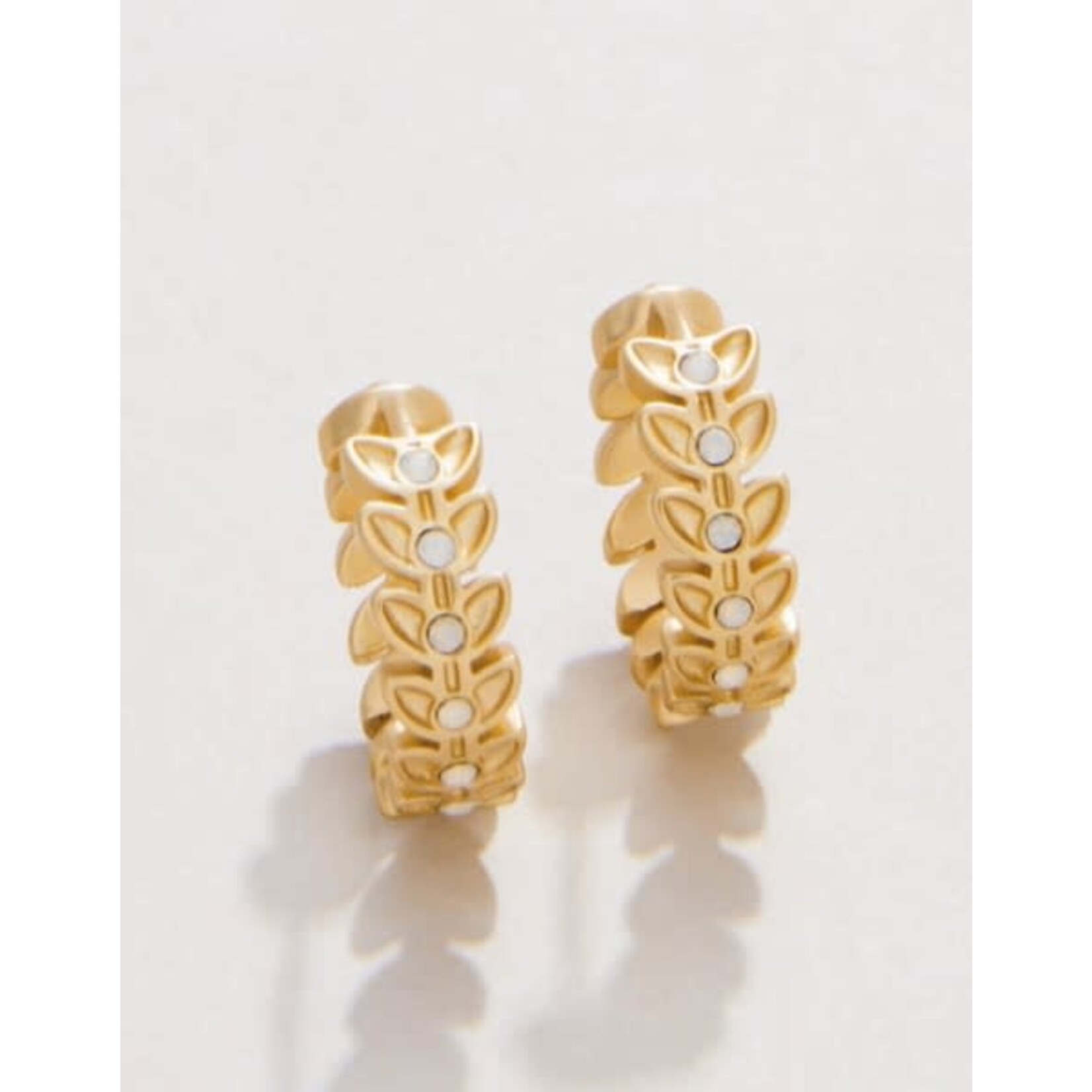 Spartina Parkwood Petite Hoop Earrings 14mm White Opal