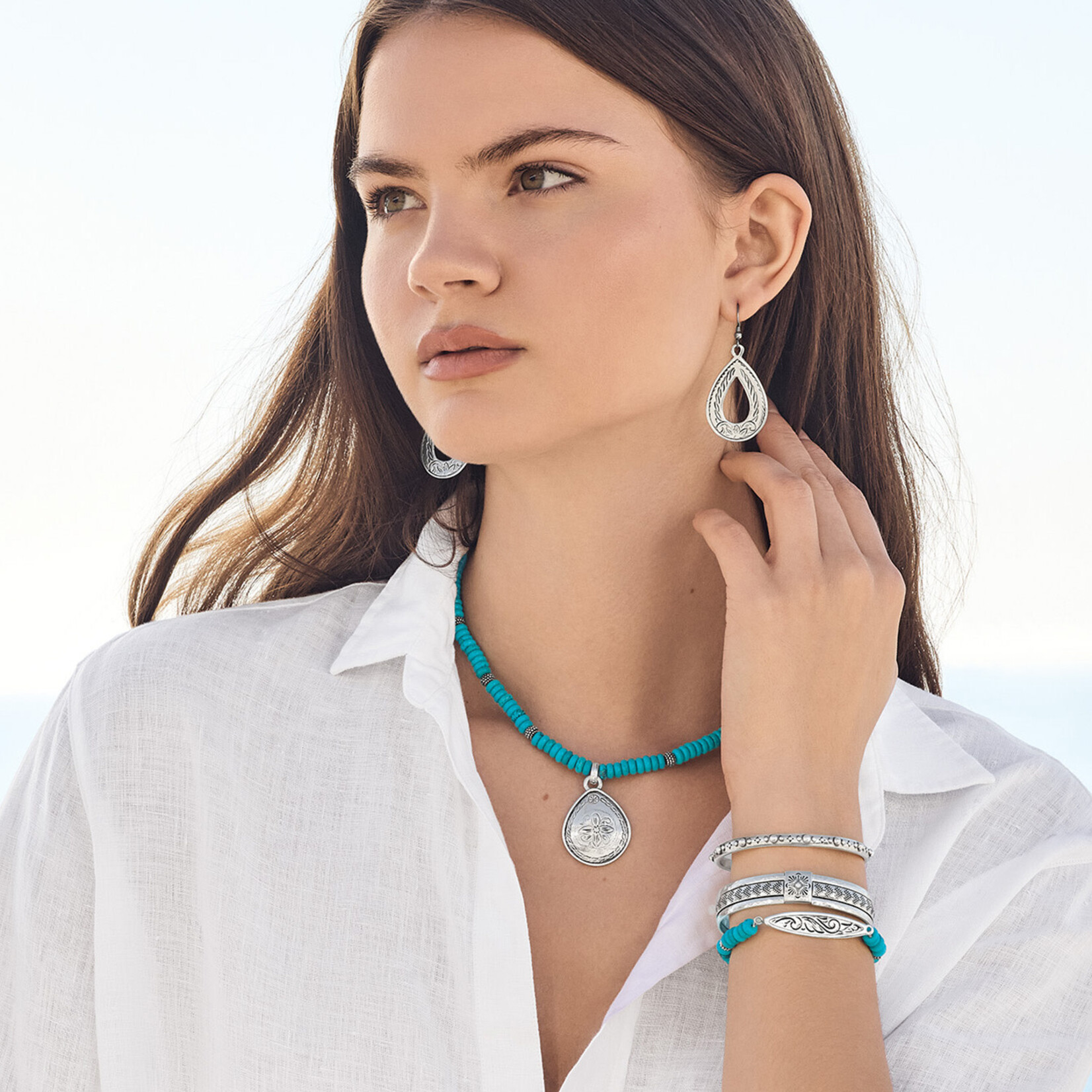 Brighton Mosaic Horizon Open Teardrop French Wire Earrings