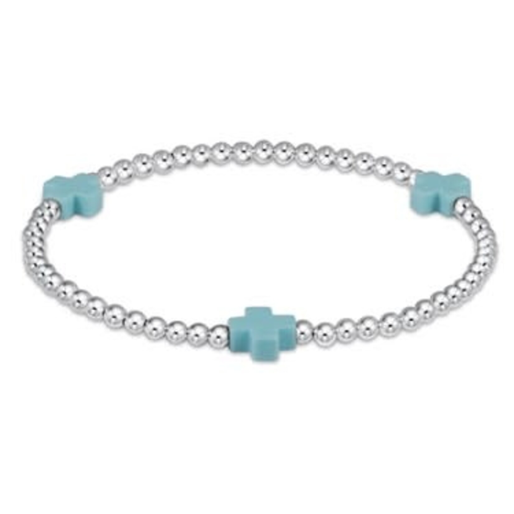 enewton Design SIGNATURE CROSS STERLING PATTERN 3MM BEAD BRACELET - TURQUOISE
