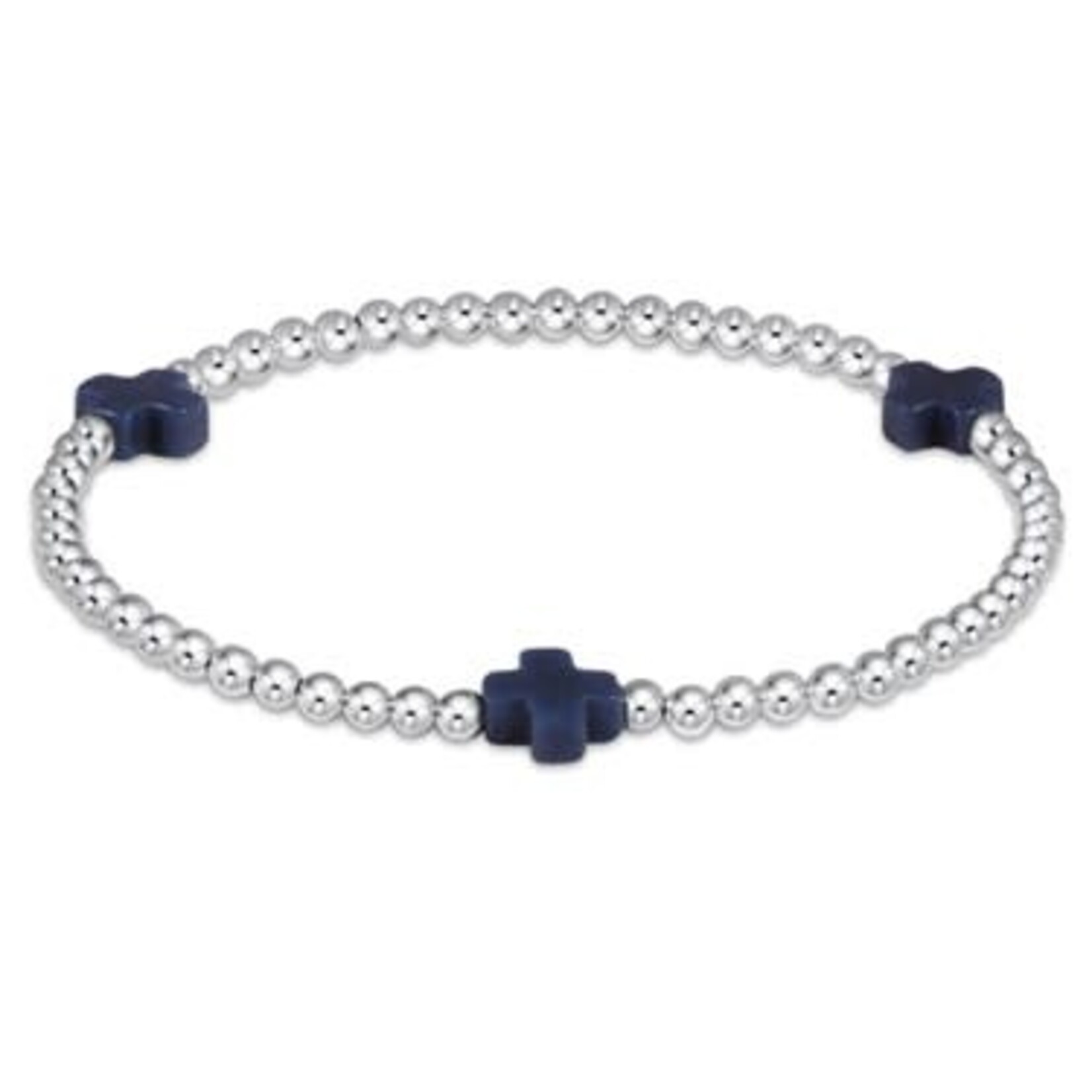 enewton Design SIGNATURE CROSS STERLING PATTERN 3MM BEAD BRACELET - NAVY