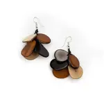 Organic Tagua Jewelry Mariposa Tagua Earrings in Onyx Chestnut Combo