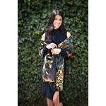 Velveteen Printed Shawl in Black