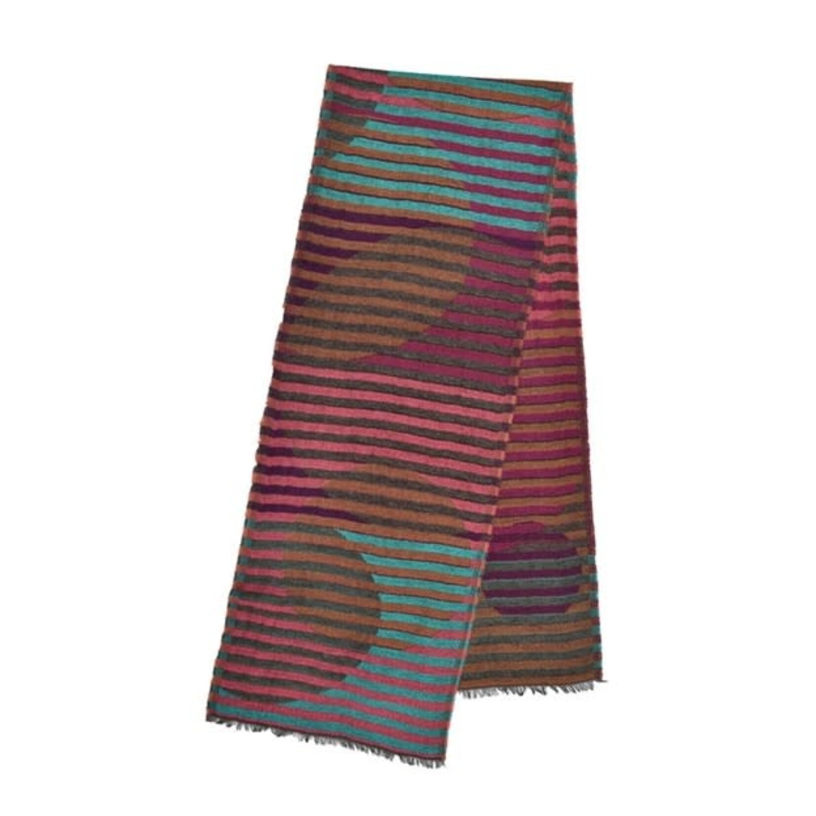 Enya Narrow Circle/Stripe Woven Scarf in Pink