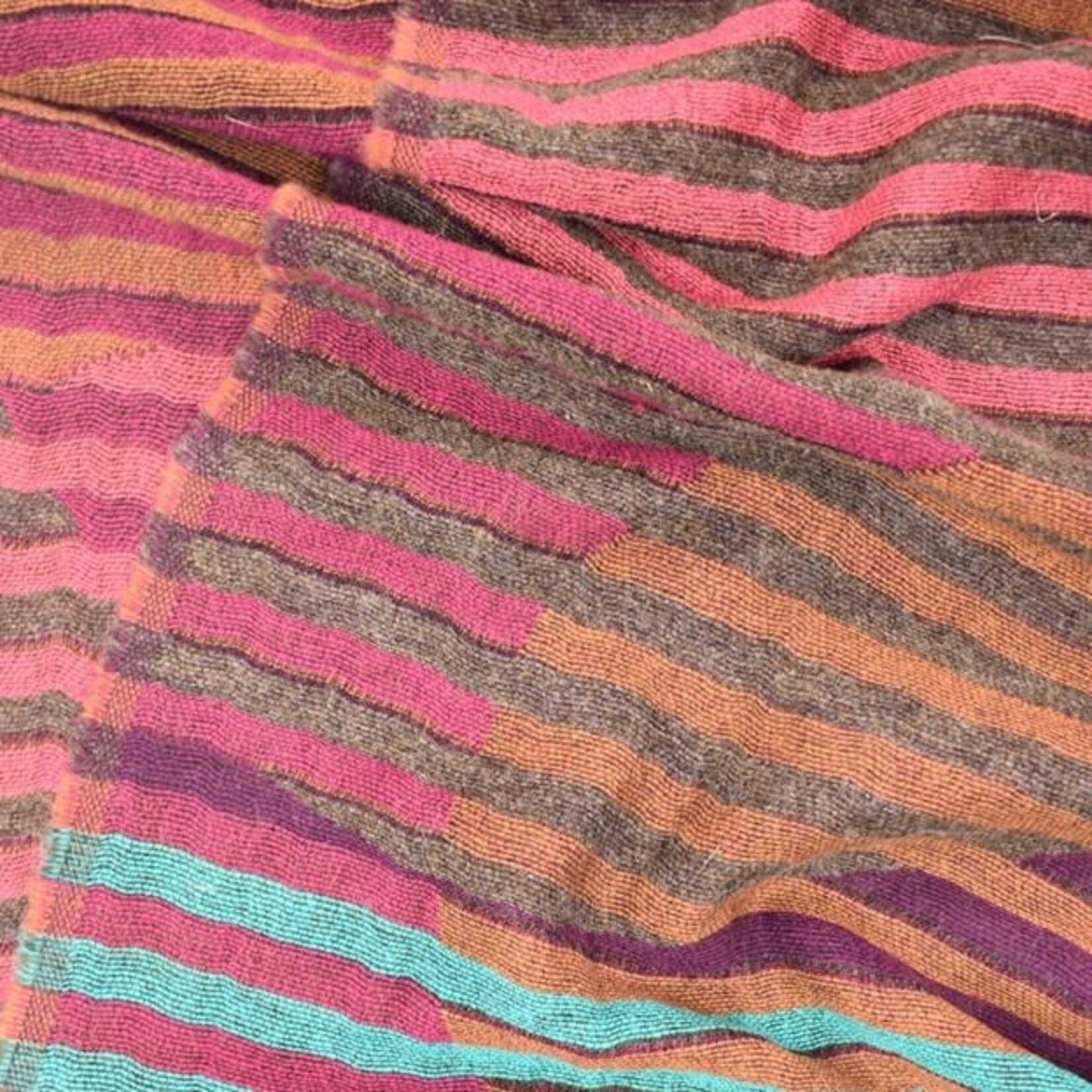 Enya Narrow Circle/Stripe Woven Scarf in Pink