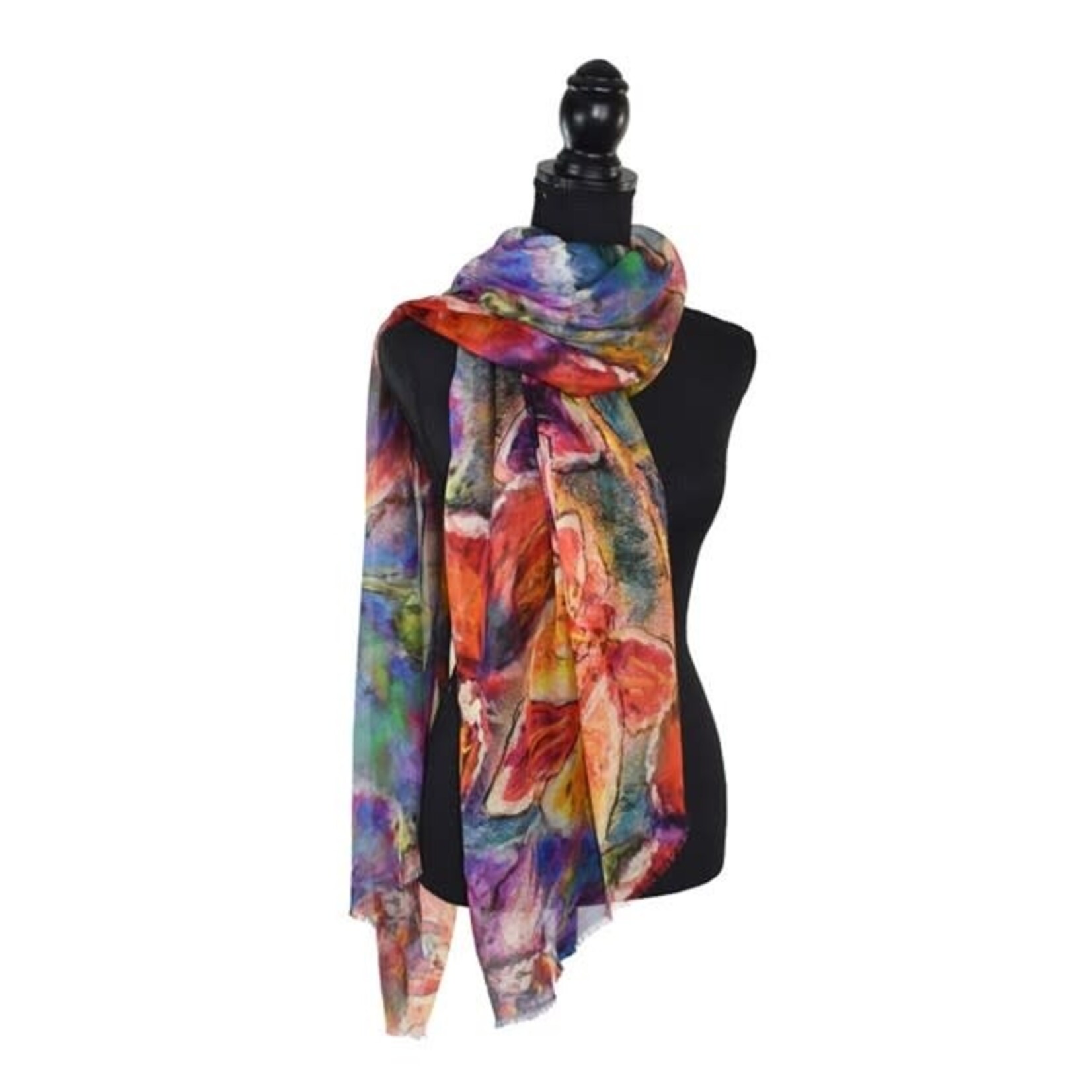 Panos Painterly Floral Scarf in Multi-Colored