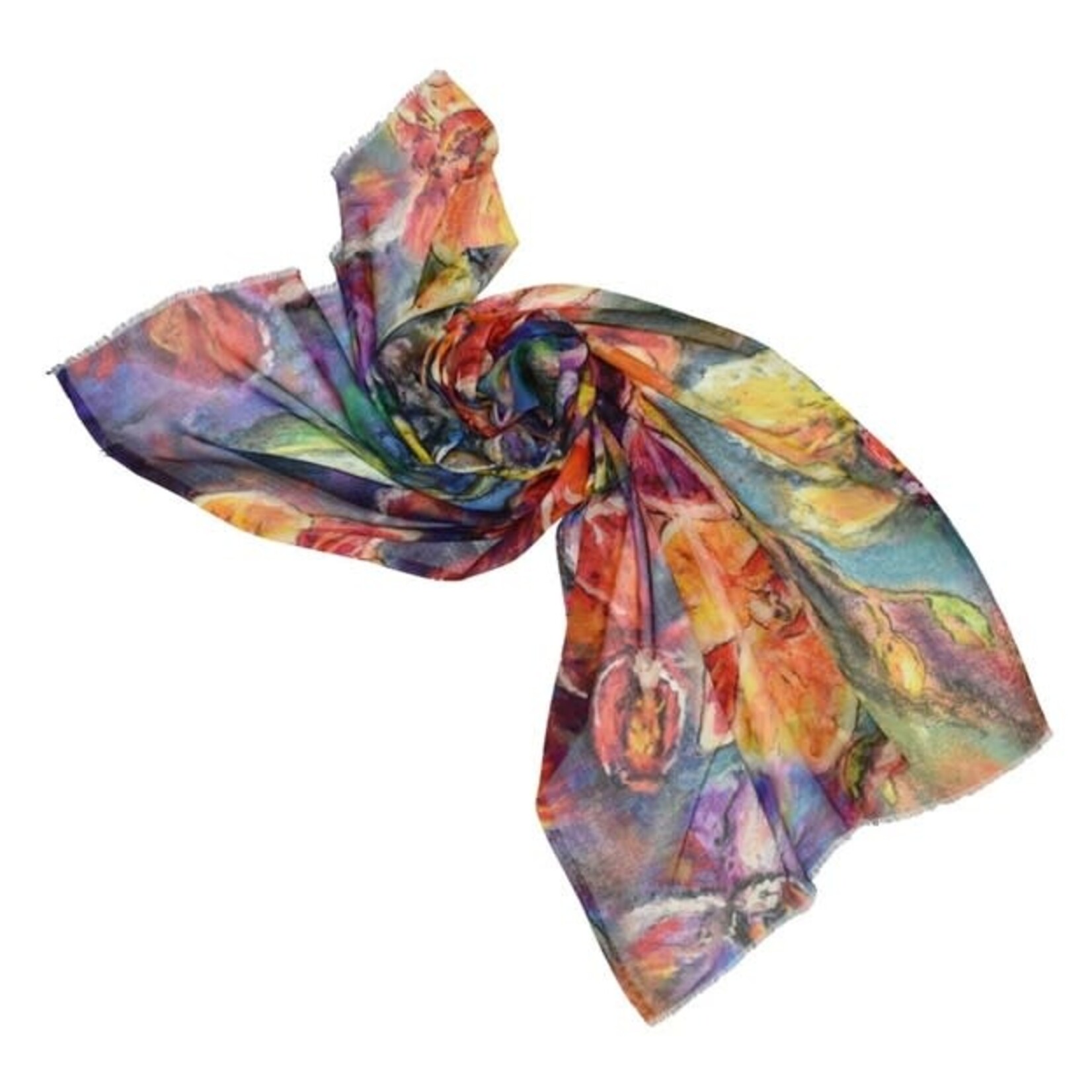 Panos Painterly Floral Scarf in Multi-Colored