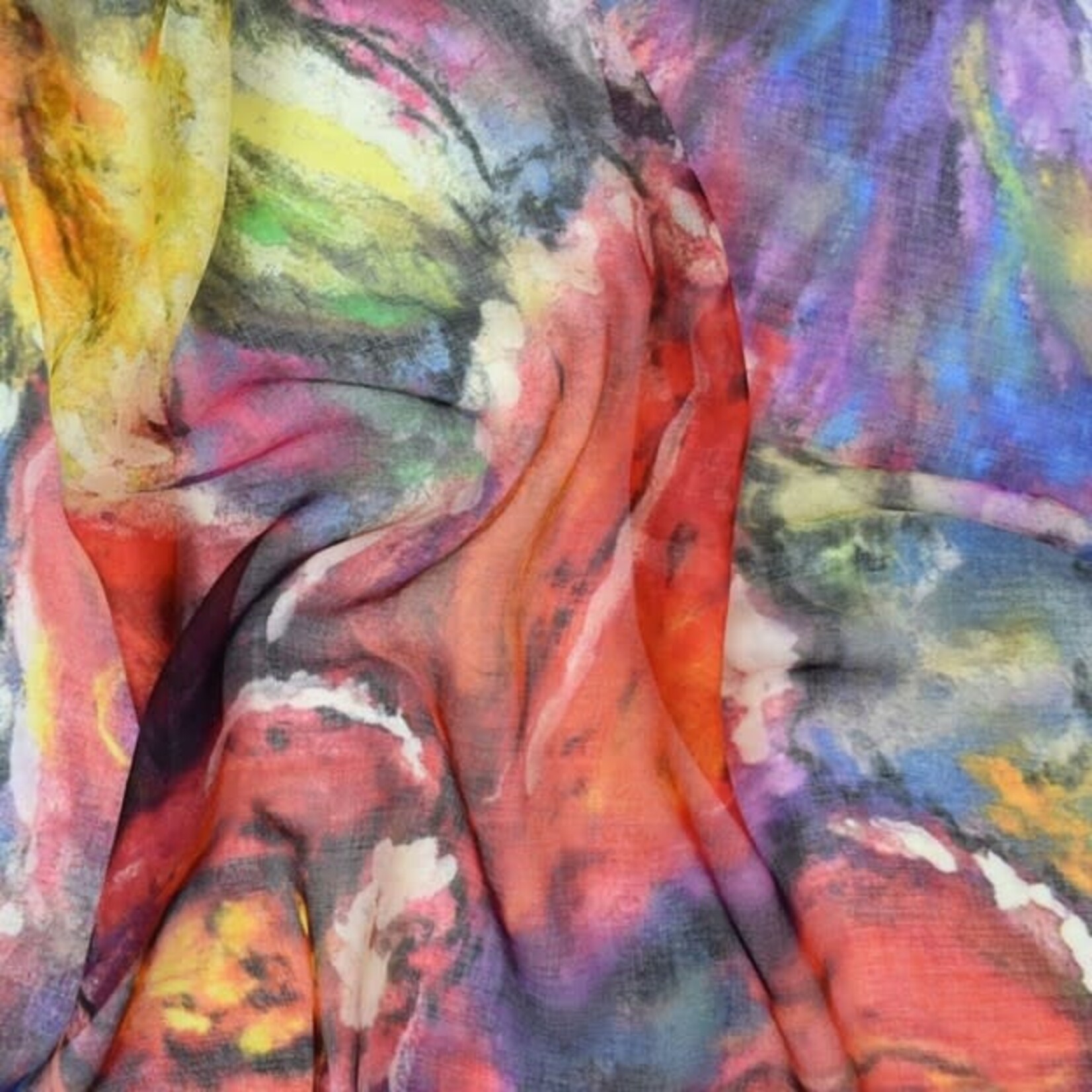 Panos Painterly Floral Scarf in Multi-Colored