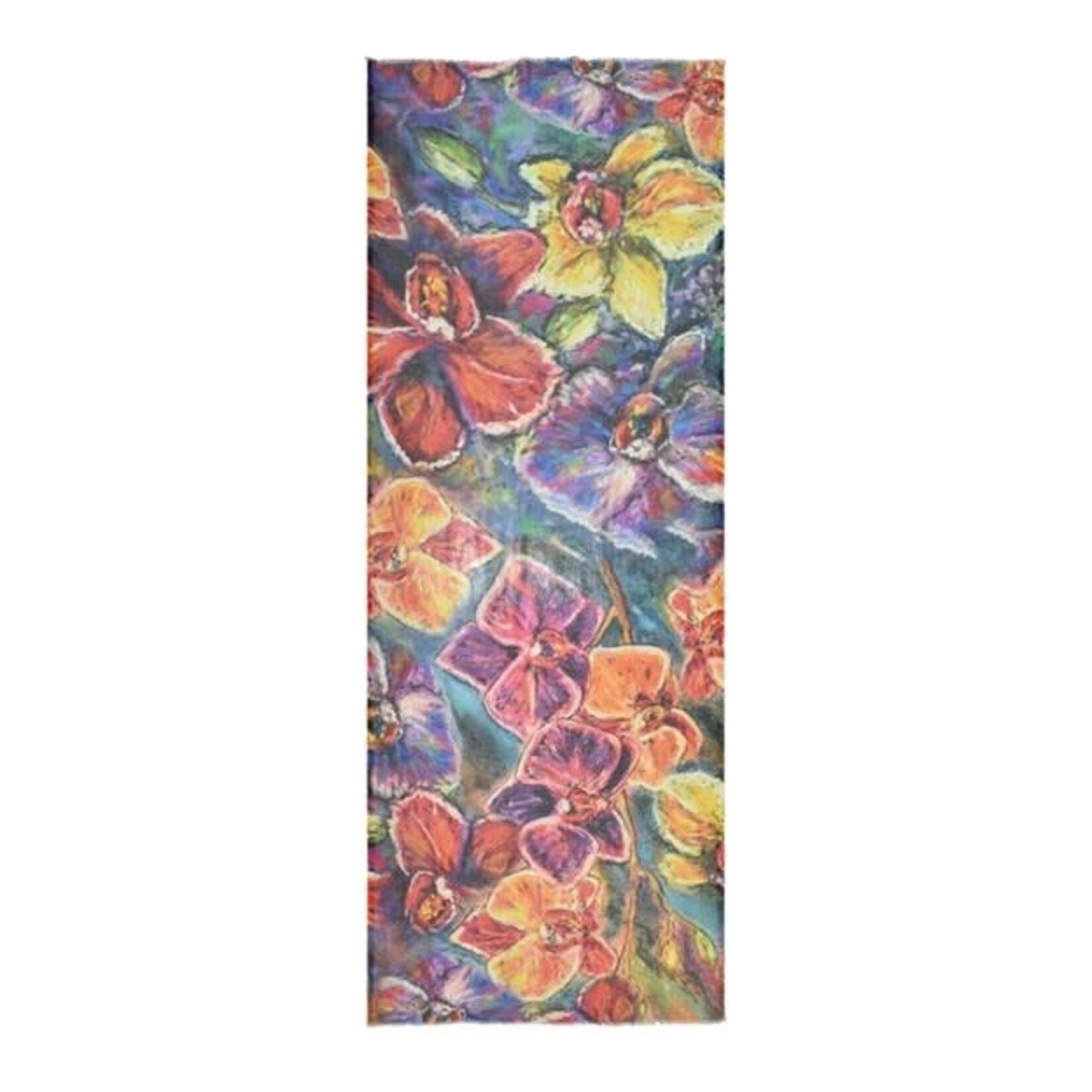 Panos Painterly Floral Scarf in Multi-Colored