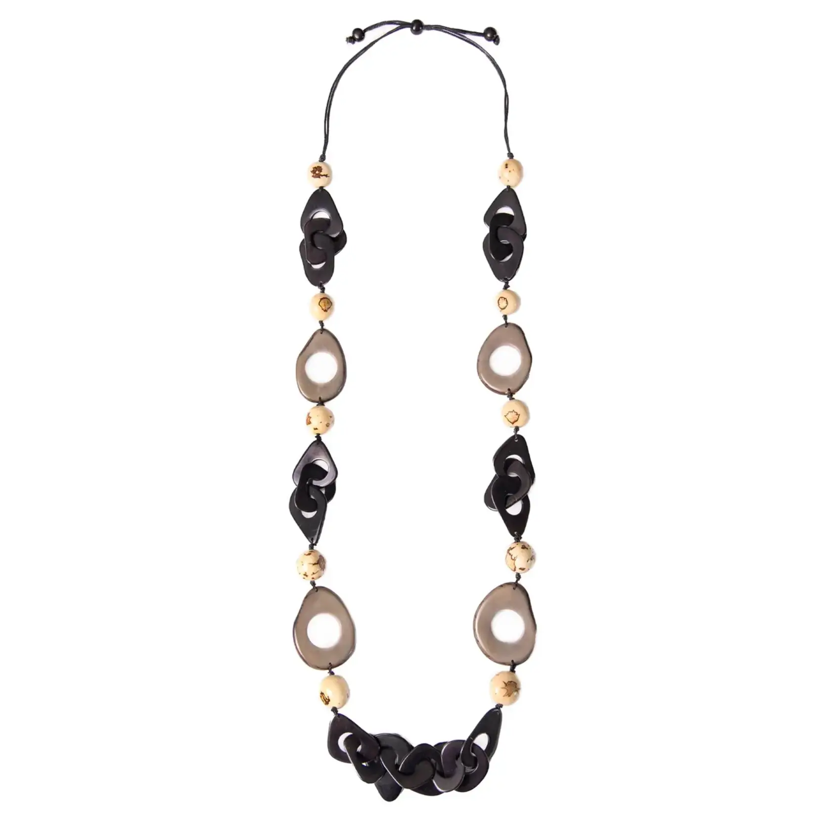 Organic Tagua Jewelry Aranza Necklace In Onyx Combo