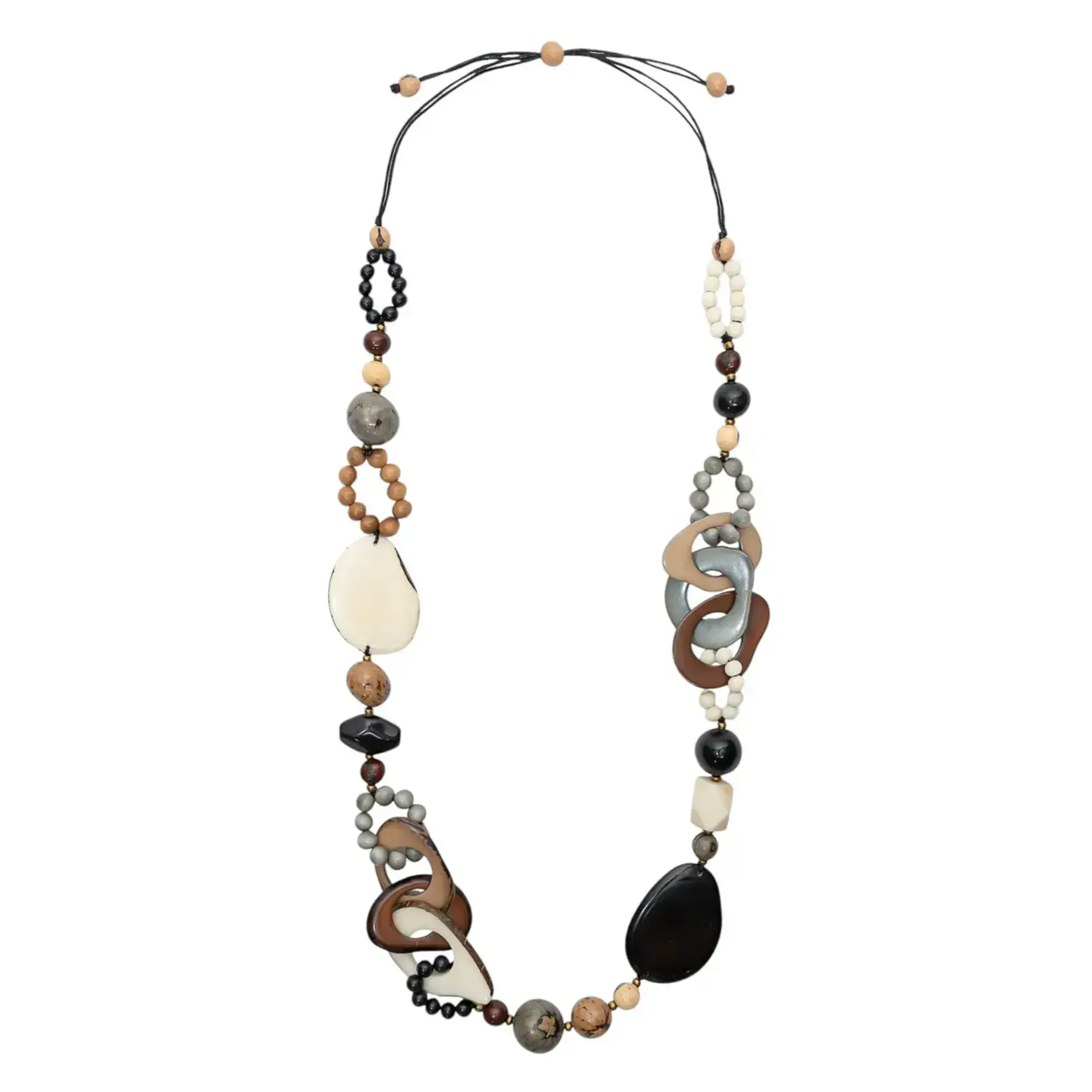 Organic Tagua Jewelry Ayla Tagua Necklace in Onyx Combo