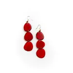 Organic Tagua Jewelry Bali Tagua Triple Earrings in Red