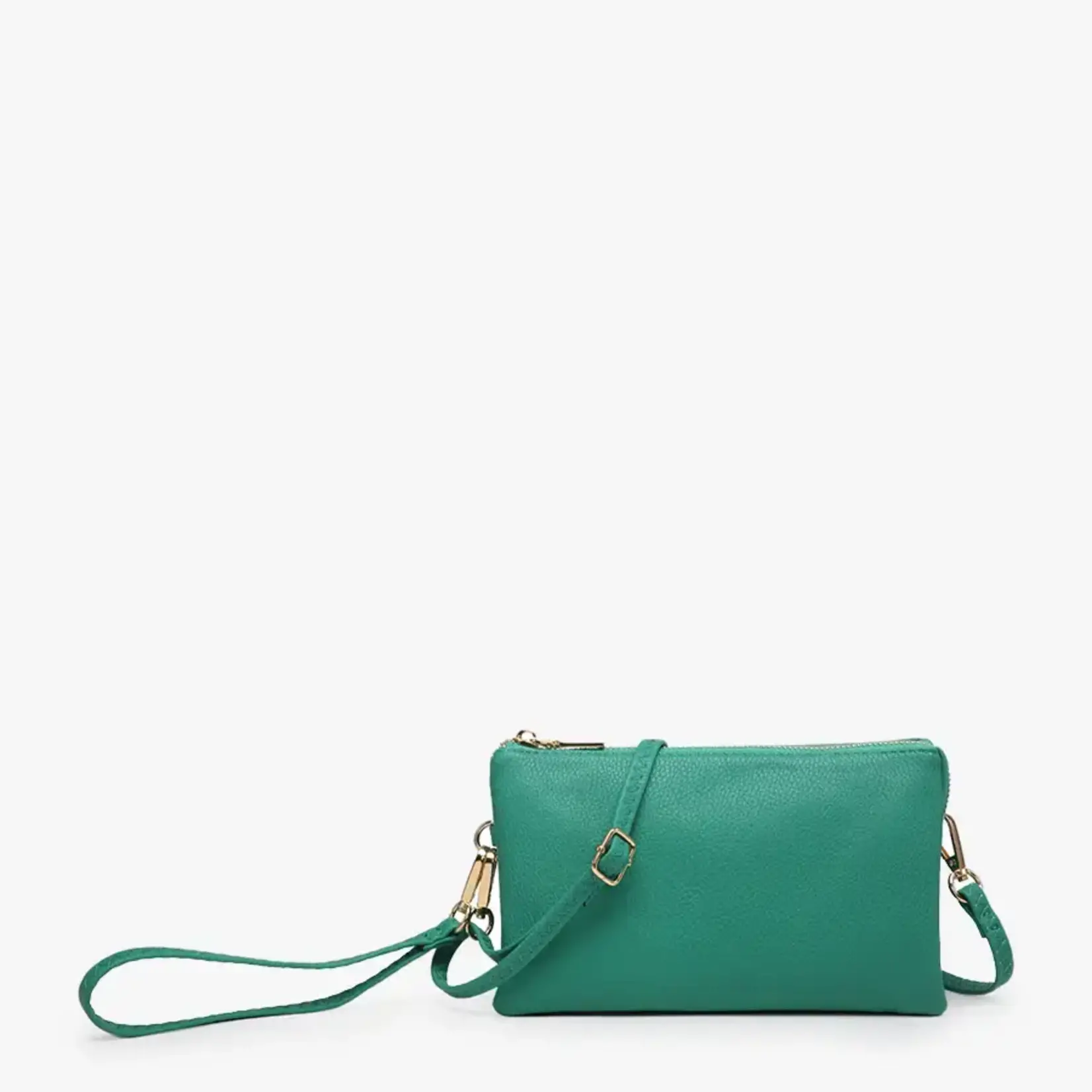 Jen & Co Riley Vegan Leather Double-Sided Wristlet/Crossbody - Kelly Green (KGN)