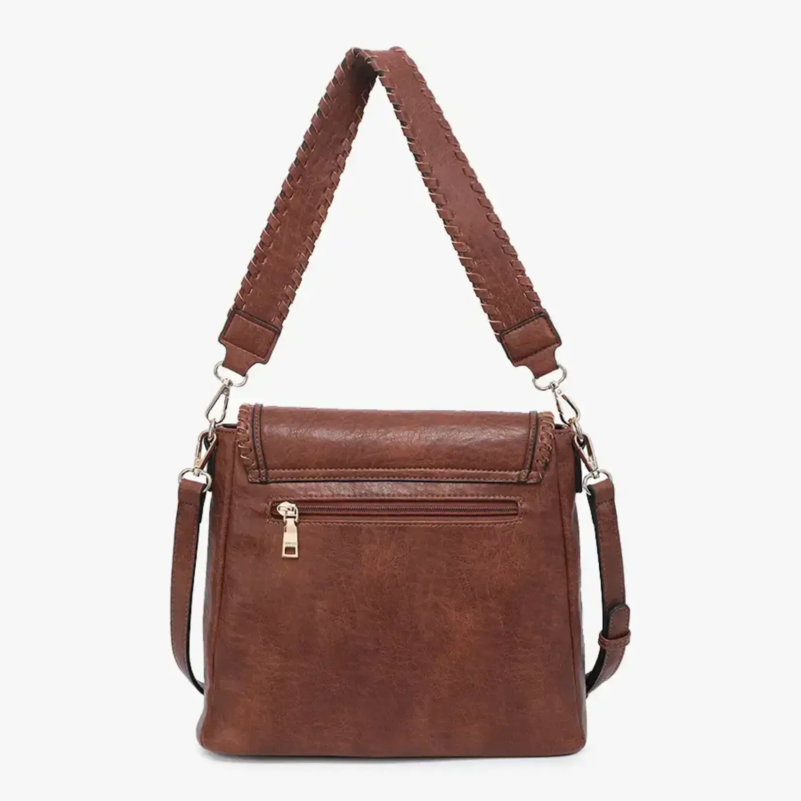 Jen & Co Lorelei Double Zip Whipstitch Trim Crossbody In Mustard