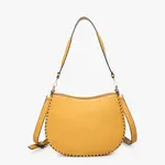 Jen & Co Raquel Whipstitch Trim Crossbody/Saddle Bag in Mustard