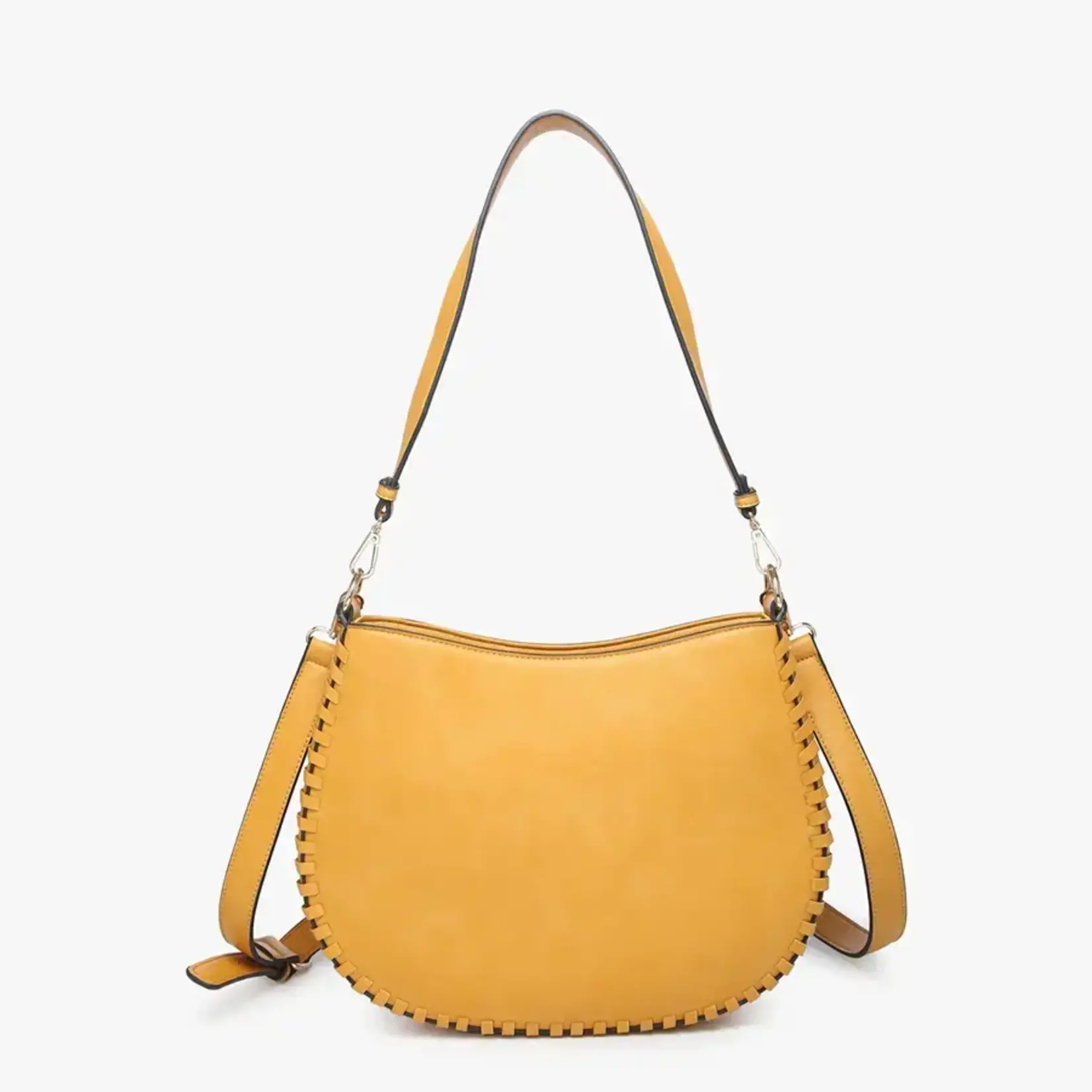 Jen & Co Raquel Whipstitch Trim Crossbody/Saddle Bag in Mustard