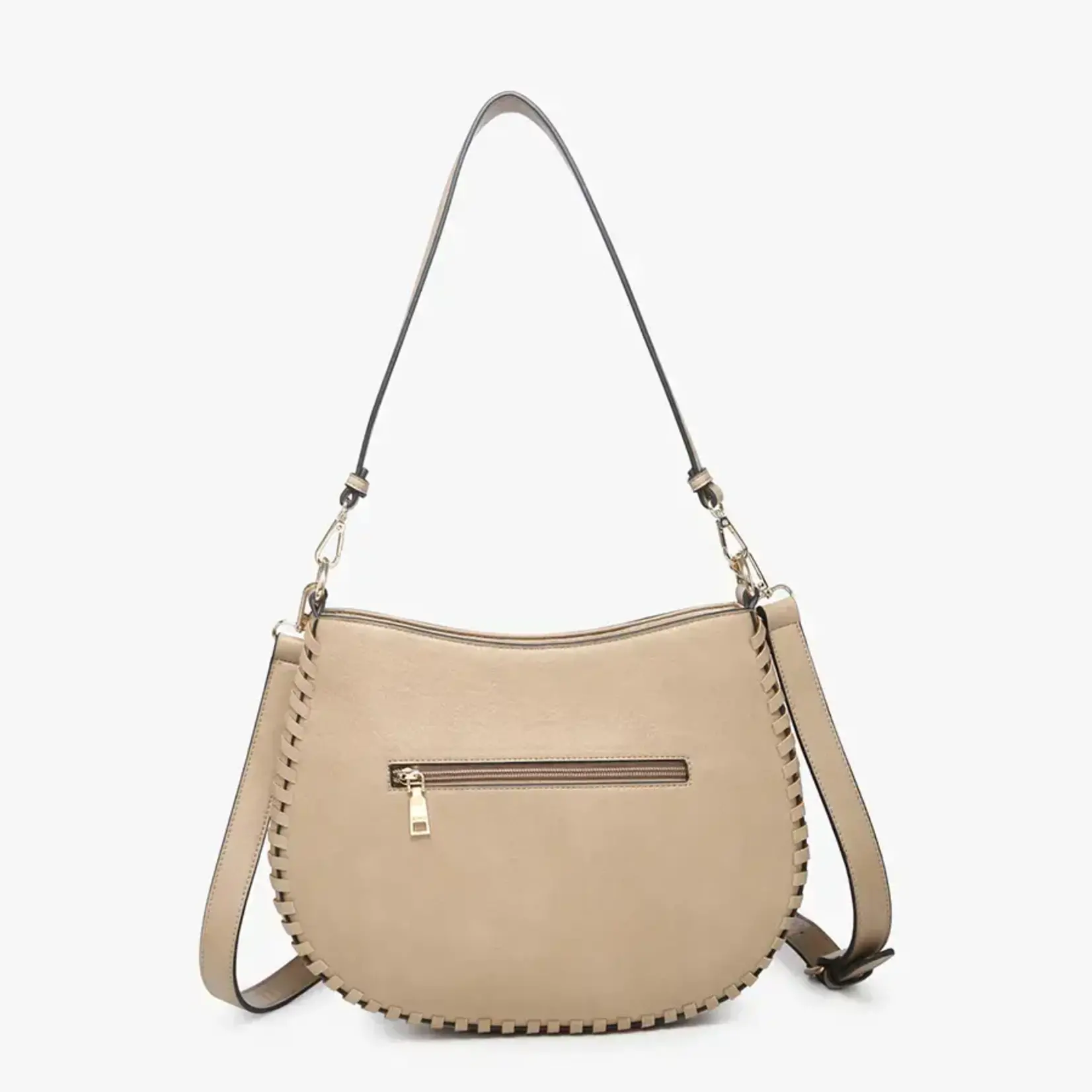 Jen & Co Raquel Whipstitch Trim Crossbody/Saddle Bag in Mustard