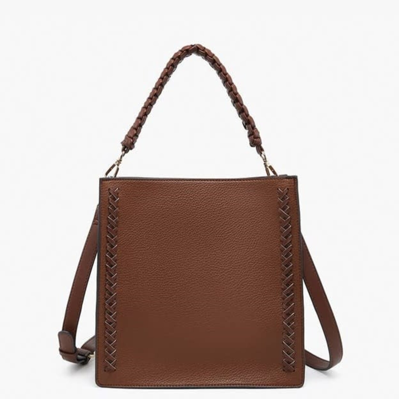 Jen & Co Esme Whipstitch Detail Tote w/ Braided Handle in Brown