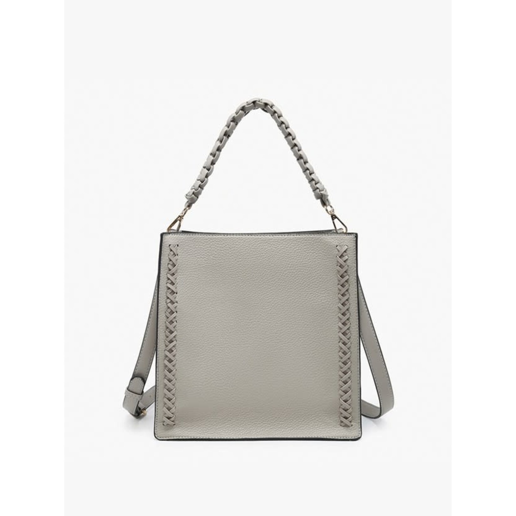 Jen & Co Esme Whipstitch Detail Tote w/ Braided Handle in Warm Grey