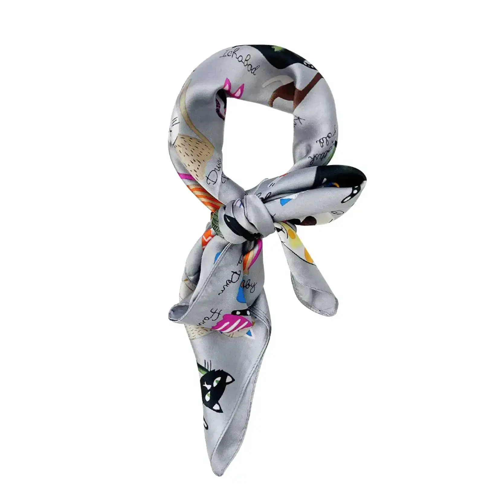 Wrapables Cats Large Square Scarf on Gray 35x35